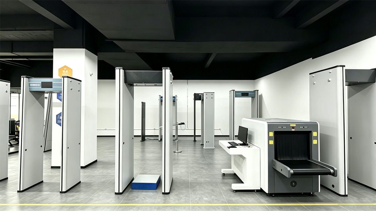 X-ray baggage scanner and walk-through metal detector